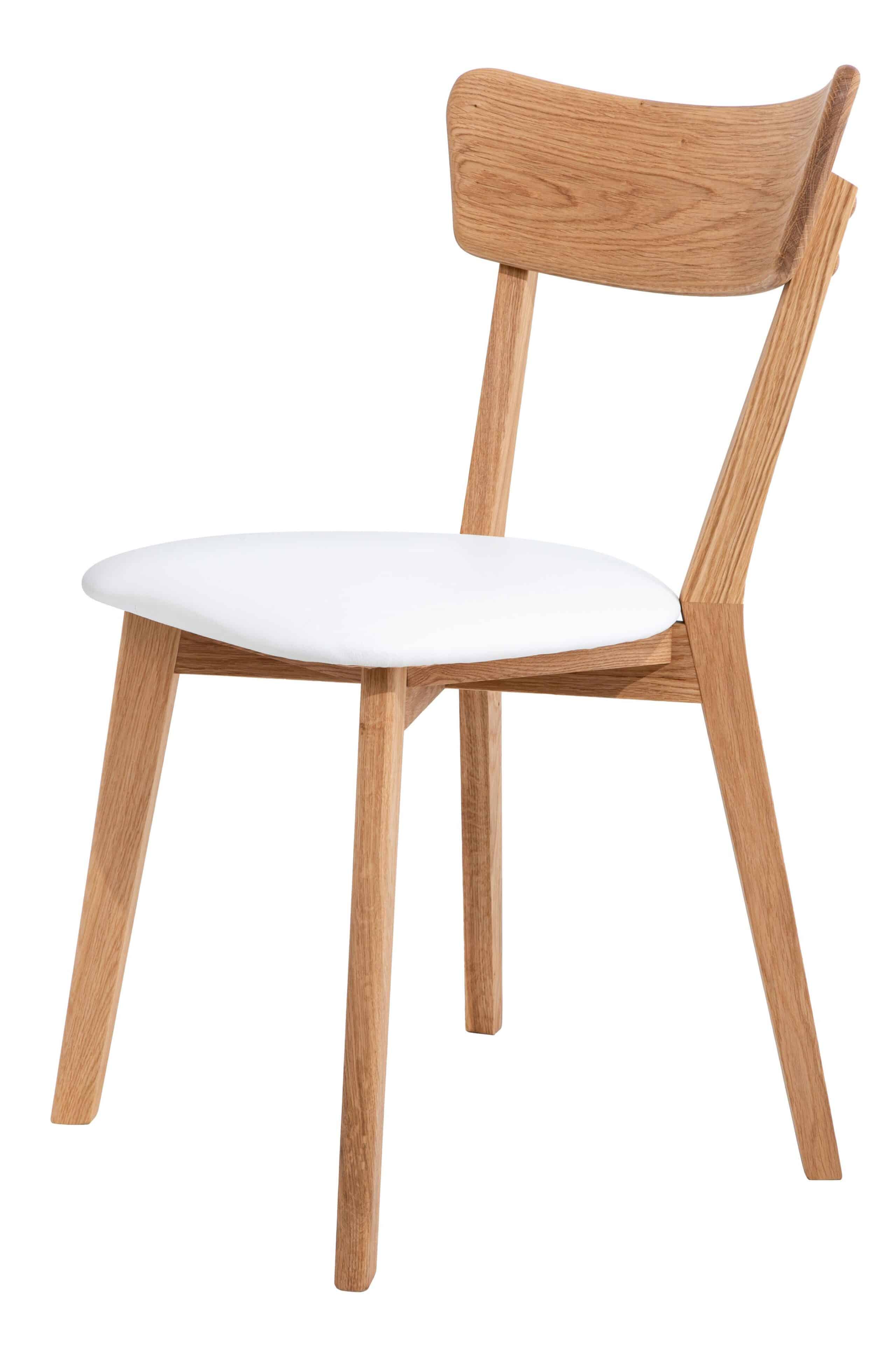 Dubová stolička Diana biela koženka 2