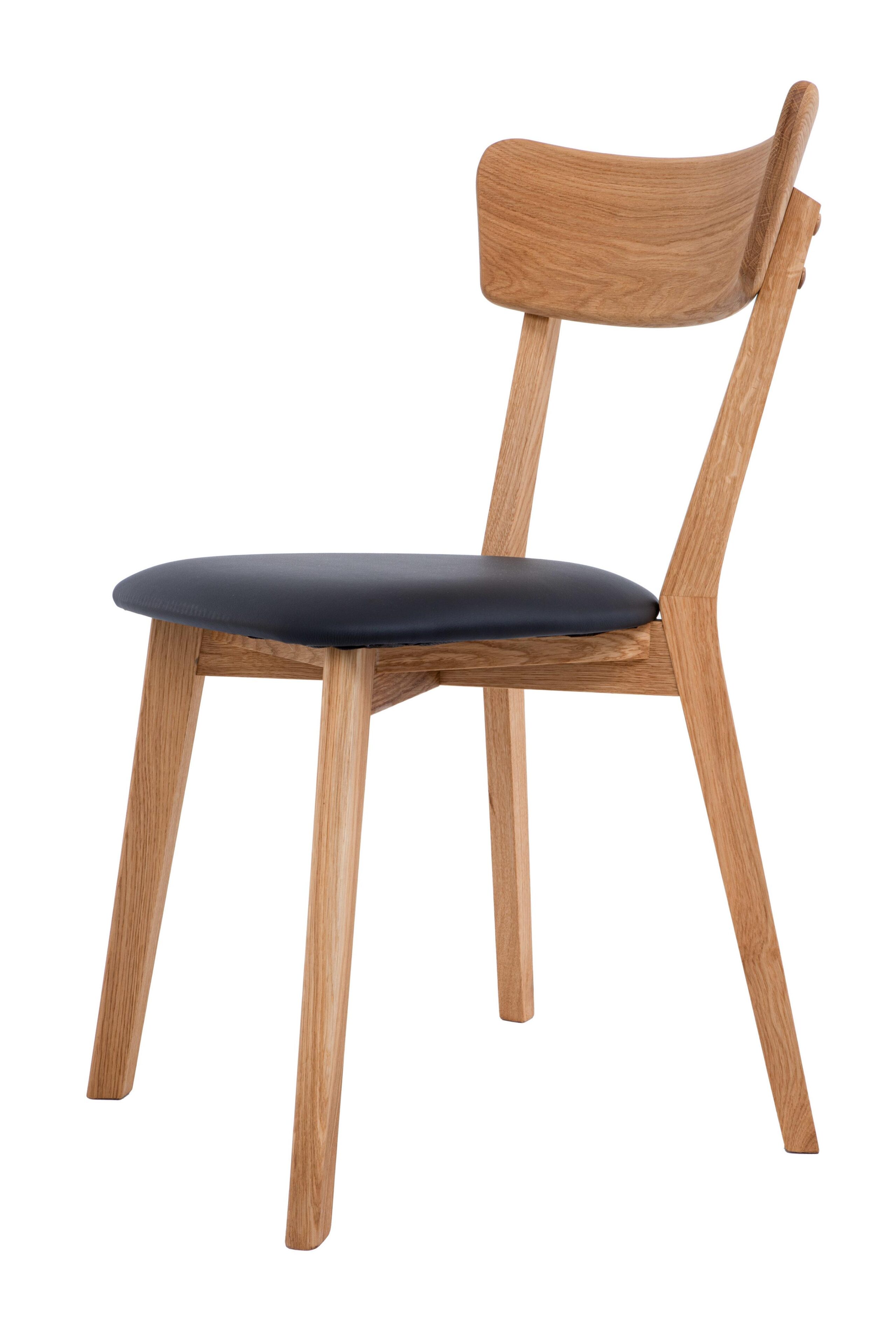 Dubová olejovaná stolička Diana čierna koženka 2