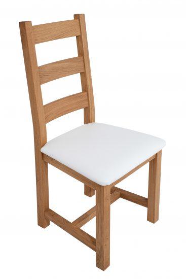 Dubová olejovaná židle Ladder Back bílá koženka 2