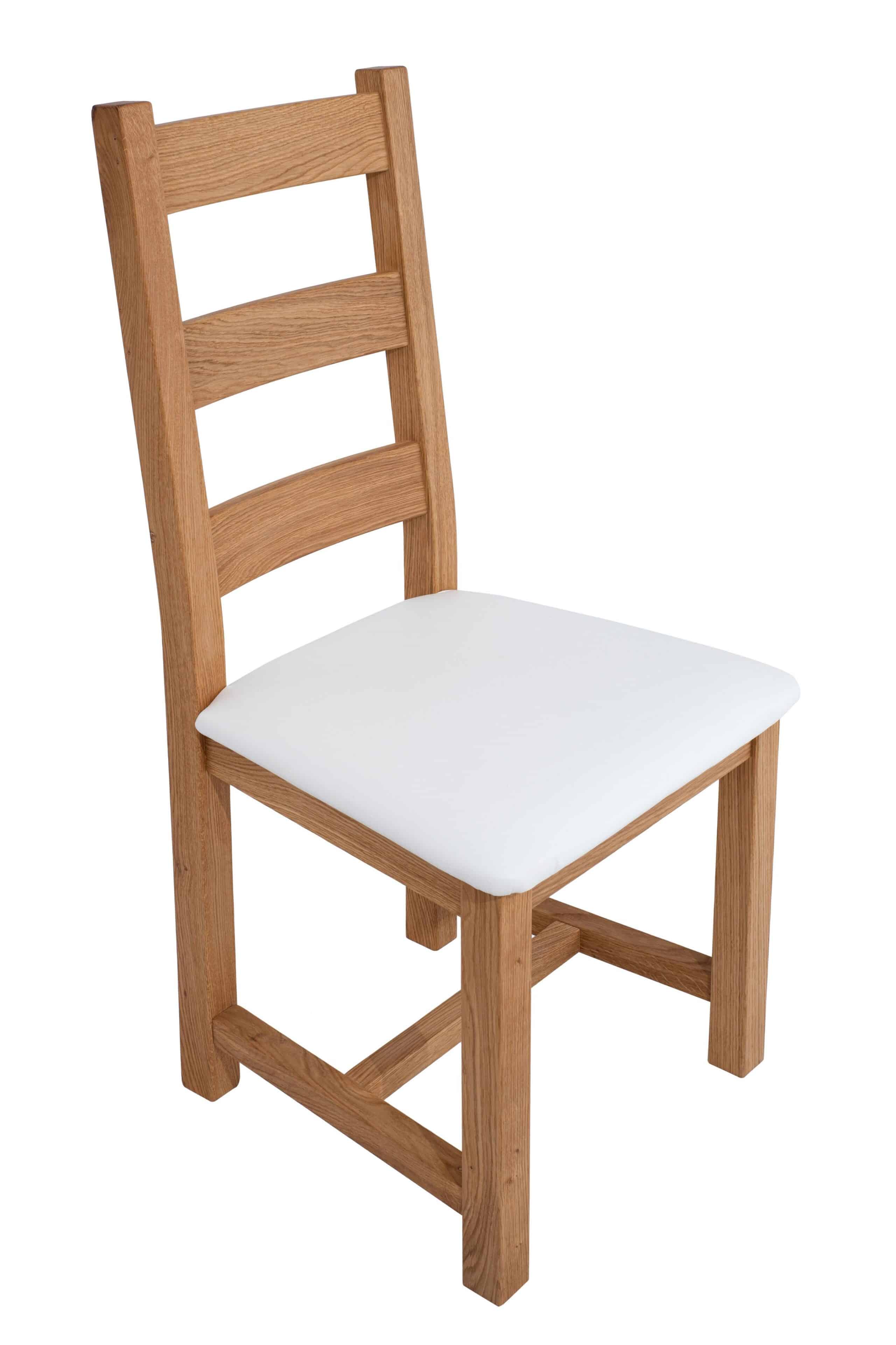 Dubová olejovaná stoličky Ladder Back biela koženka 2