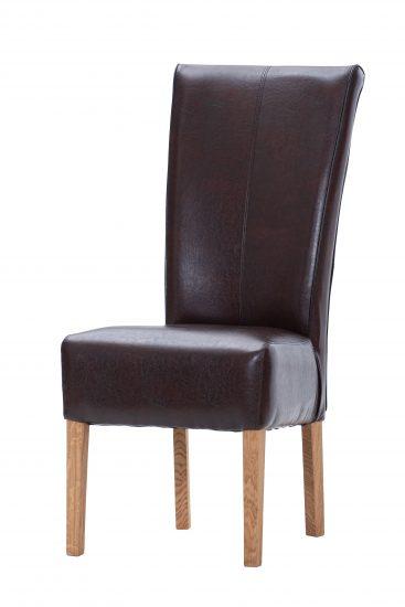 Dubová olejovaná stolička Herman s hnedou koženkou LIKVIDÁCIA 1