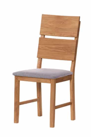 Masivní dubová olejovaná a voskovaná židle Karla světle šedá látka 1