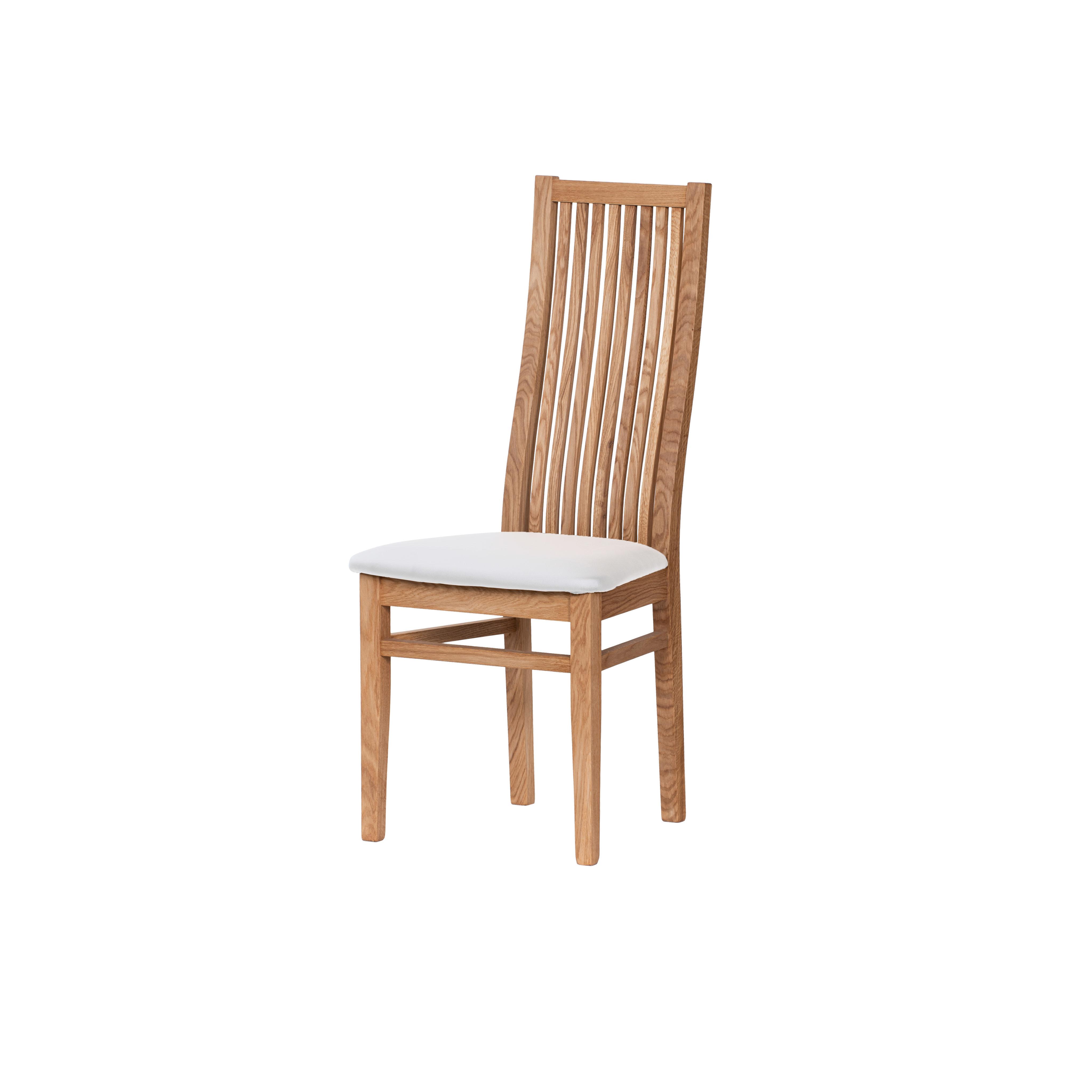 Dubová olejovaná stolička Sandra s bielou koženkou 1