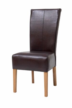 Dubová olejovaná židle Herman s hnědou koženkou