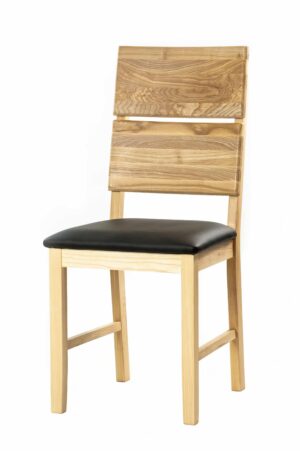 Masivní jasanová židle Karla s černou koženkou