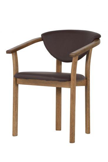 Dubová lakovaná židle Alexis rustik hnědá koženka 1
