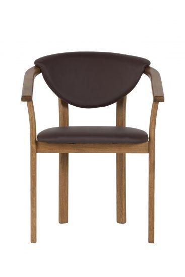 Dubová lakovaná židle Alexis rustik hnědá koženka 2