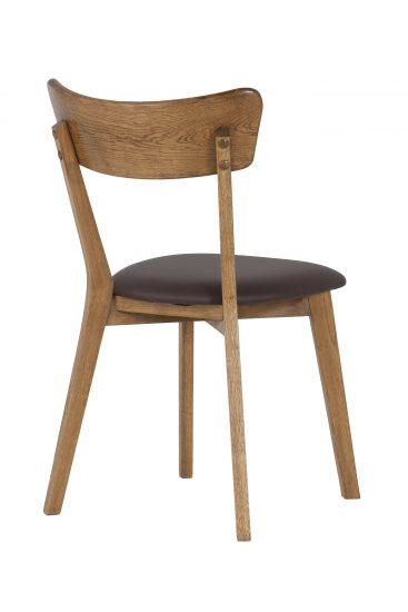 Dubová lakovaná stolička Diana rustik s hnedou koženkou 3