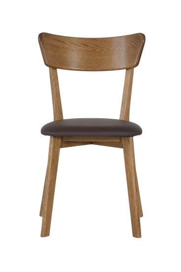 Dubová lakovaná stolička Diana rustik s hnedou koženkou 2