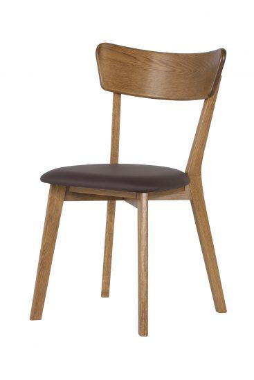 Dubová lakovaná židle Diana rustik s hnědou koženkou 1