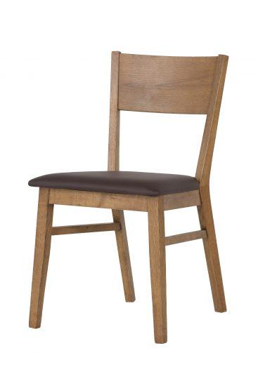Dubová lakovaná židle Mika rustik s hnědou koženkou 1