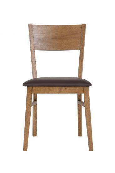 Dubová lakovaná židle Mika rustik s hnědou koženkou 2
