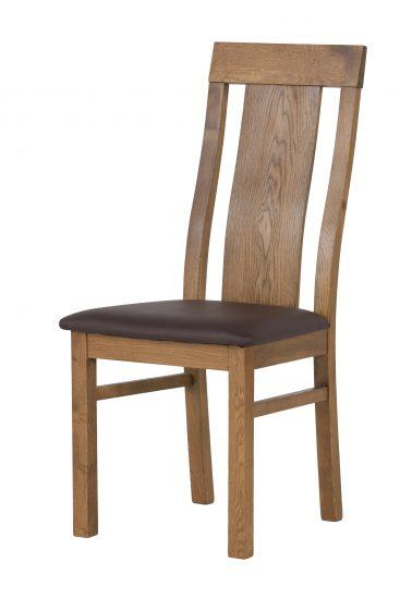 Dubová lakovaná židle Sofi rustik s hnědou koženkou 1