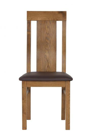 Dubová lakovaná židle Sofi rustik s hnědou koženkou 2