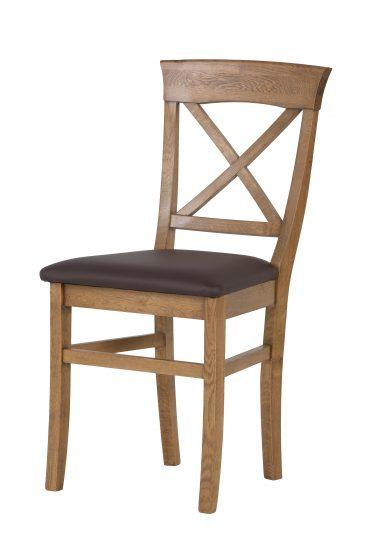 Dubová lakovaná stolička Torino rustik s hnedou koženkou 1