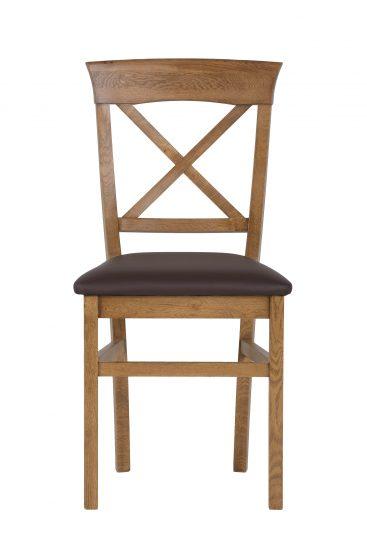 Dubová lakovaná židle Torino rustik s hnědou koženkou 2