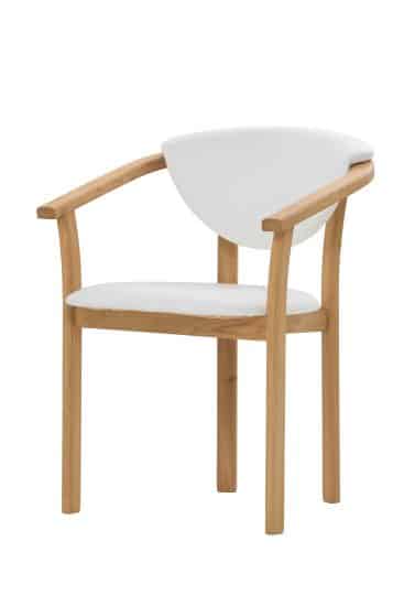 Dubová olejovaná stolička Alexis biela koženka 1