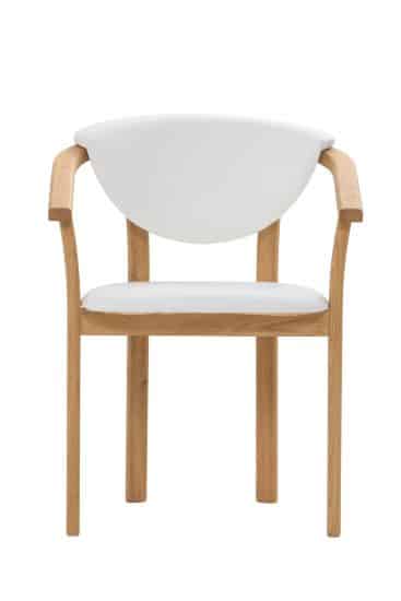Dubová olejovaná stolička Alexis biela koženka 4