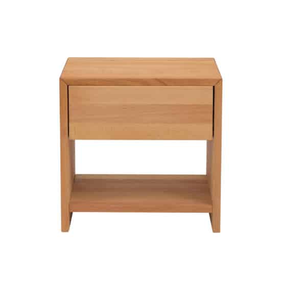 Dřevěný noční stolek Sofi z buku, elegantní a praktický doplněk pro každý interiér.