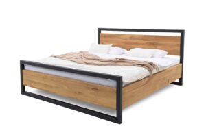 Masivní postel 90×200 Olívie v kombinaci dub a kov