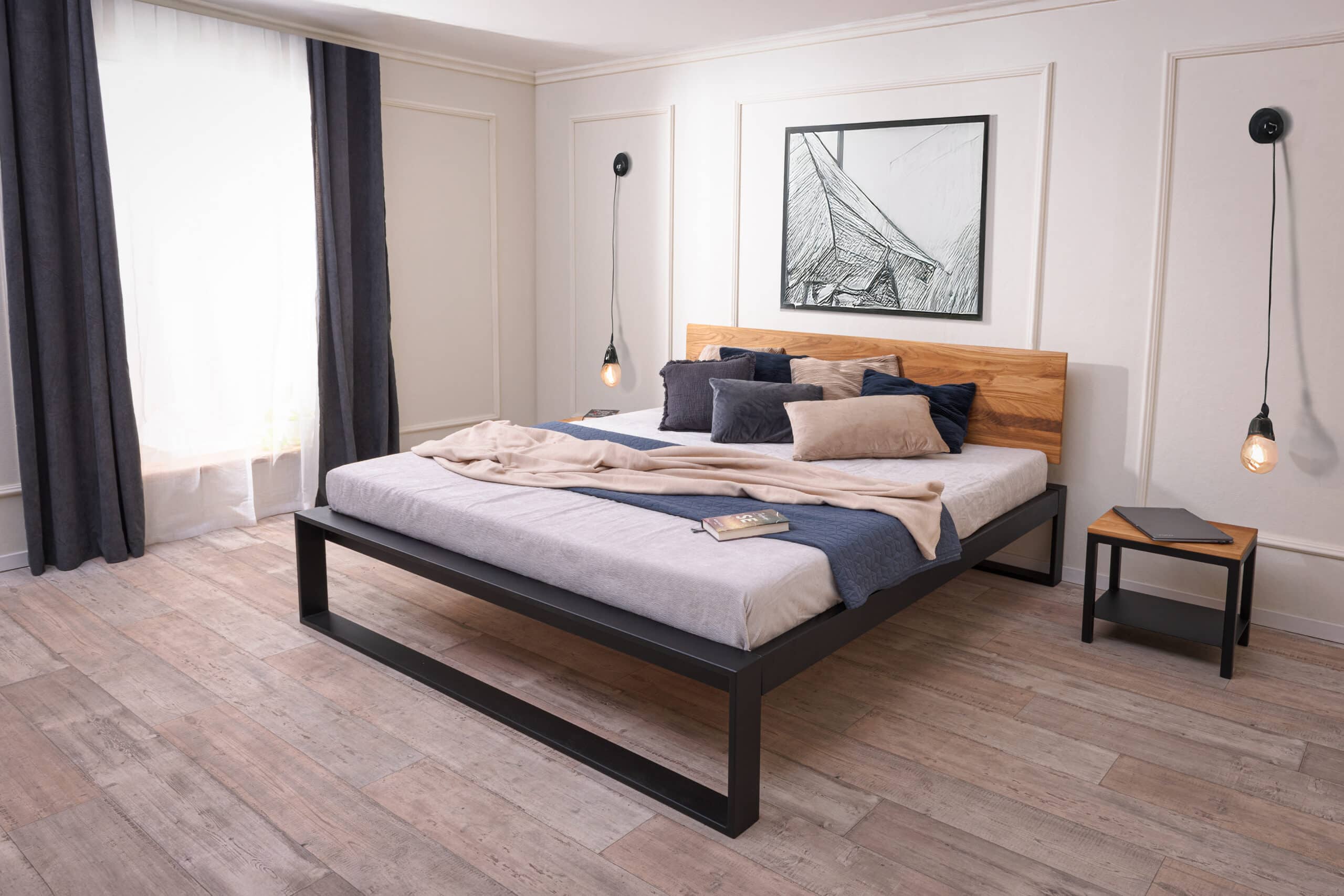 Železná postel Tara 180x200 v kombinaci masivní dub a kov (více variant velikostí) - Image 2