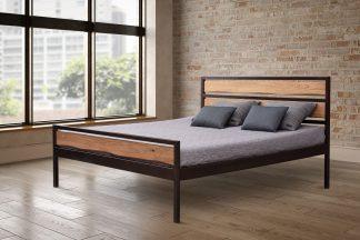 Železná postel Nil 180x200 v kombinaci masivní dub a kov