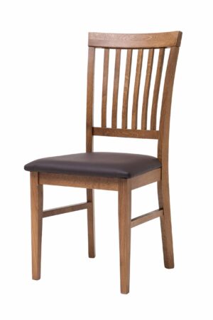 Masivní židle Raines rustik hnědá koženka dub