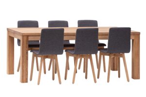 Dubový jídelní set Korund-Grim šedá látka