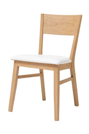 Dubová olejovaná a voskovaná židle Mika s bílou koženkou