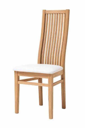 Dubová olejovaná a voskovaná židle Sandra s bílou koženkou