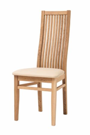 Dubová olejovaná židle Sandra s béžovou koženkou