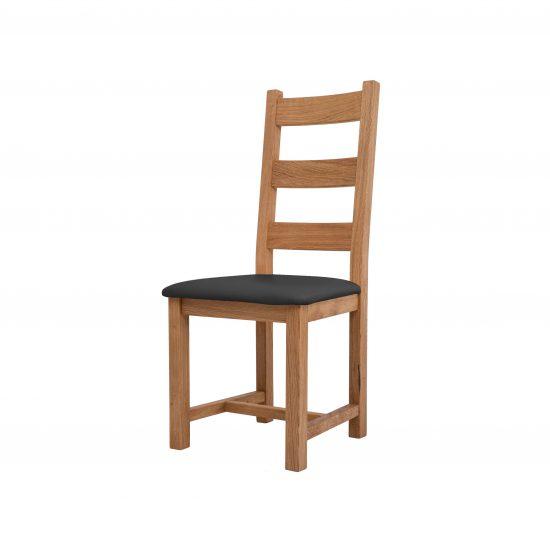 Dubová olejovaná a voskovaná židle Ladder Back černá koženka 1