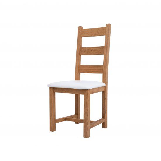 Dubová olejovaná židle Ladder Back bílá koženka 1