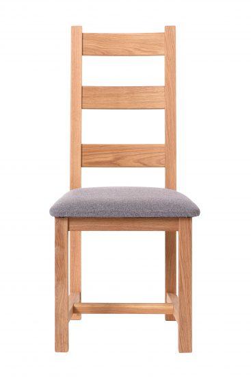 Dubová olejovaná a voskovaná stolička Ladder Back sivá látka 6