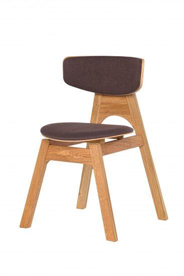 Dubová olejovaná polstrovaná stolička Gustave hnedá látka 1