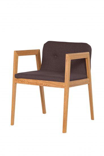 Dubová olejovaná polstrovaná stoličky ID hnedá látka 1