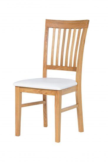 Dubová lakovaná židle Raines s bílou koženkou 1