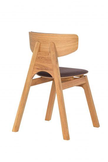 Dubová olejovaná polstrovaná stolička Gustave hnedá látka 2