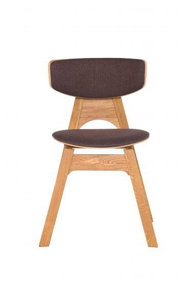 Dubová olejovaná polstrovaná stolička Gustave hnedá látka 3