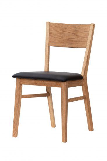 Dubová olejovaná a voskovaná stolička Mika s čiernou koženkou 1