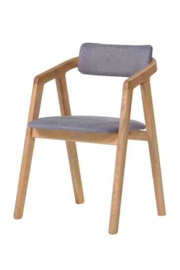 Jasanová lakovaná polstrovaná židle Aksel šedá látka 1