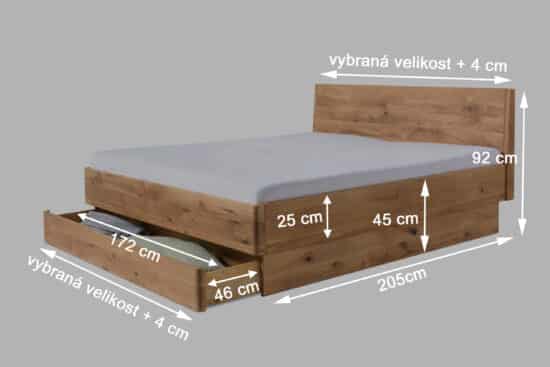 Dubová masivní postel Monte 180 x200cm (výběr více velikostí) 16