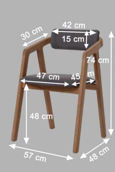Dubová olejovaná polstrovaná židle Aksel šedá látka 9