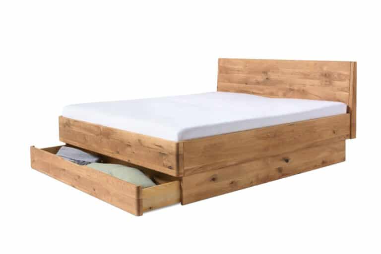 Masivní postel s úložným prostorem Monte 180x200 z dubu
