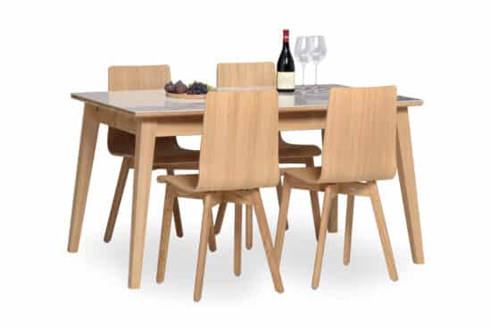 Dubový olejovaný a voskovaný jídelní stůl Urbano s italskou mramorovou keramickou deskou (výběr dekoru) 1