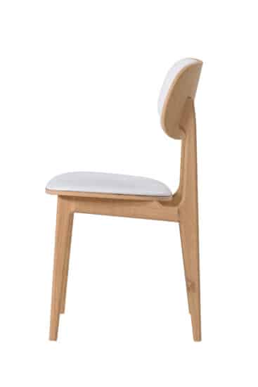 Dubová olejovaná a voskovaná polstrovaná židle Verde bílá koženka 3