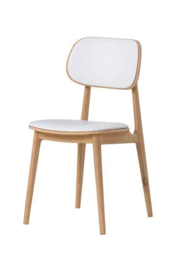 Dubová olejovaná a voskovaná polstrovaná židle Verde bílá koženka 1