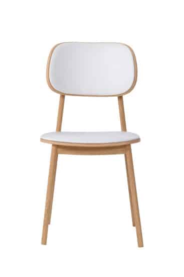 Dubová olejovaná a voskovaná polstrovaná židle Verde bílá koženka 6