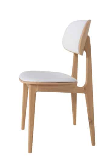 Dubová olejovaná a voskovaná polstrovaná židle Verde bílá koženka 2