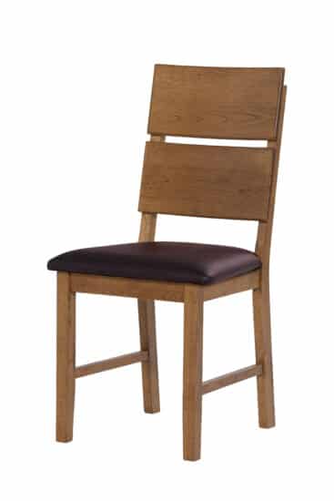 Masivní dubová rustik židle Karla s hnědou koženkou 1